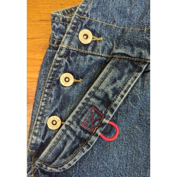 BUM Equipment Baggy Overalls Y2K HipHop Style VTG 90s SpellOut Blue Denim Sz XL - Picture 4 of 10